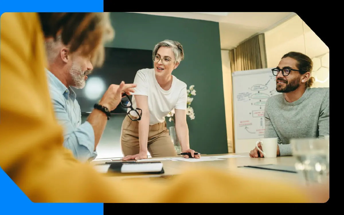 Team working together in office