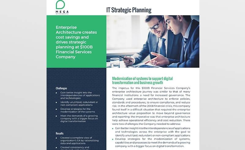 Enterprise Architecture creates cost savings and drives strategic planning at $100B Financial Services Company
