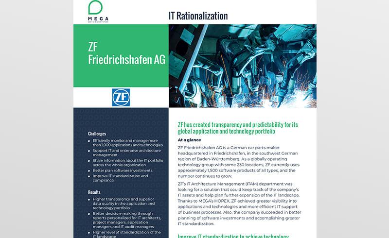 ZF Friedrichshafen has created transparency and predictability for its global application and technology portfolio