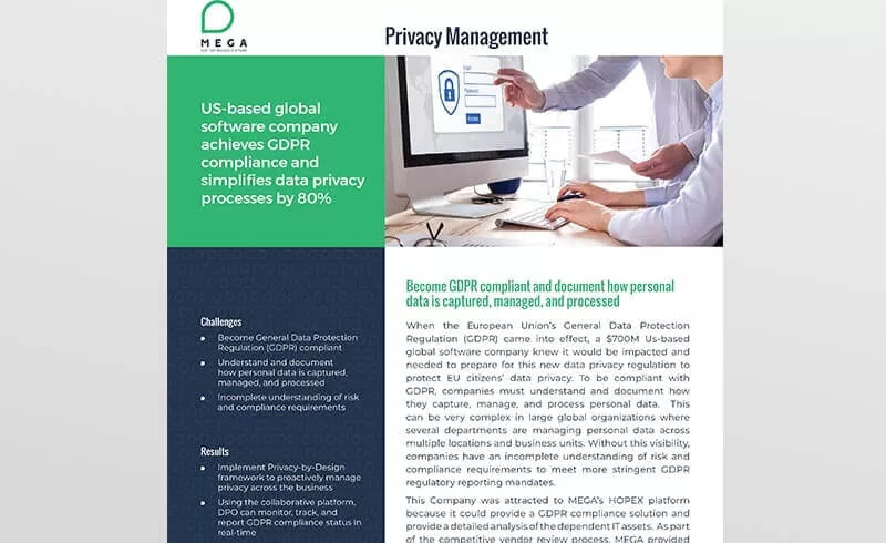 US-based global software company achieves GDPR compliance and simplifies data privacy processes by 80%