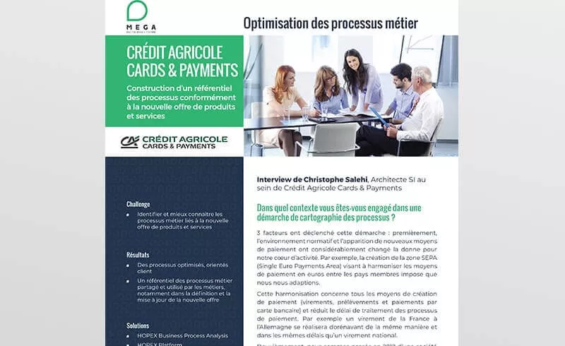 Crédit Agricole cards & Payments defines a new products and services offering using a process repository